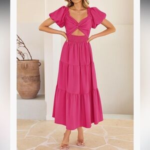 Elegant Pink Maxi Skirt with pockets
